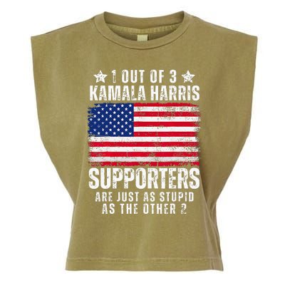 Funny Anti Kamala Harris Stupid Joke American Flag Usa Humor Garment-Dyed Women's Muscle Tee