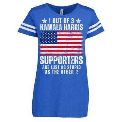 Funny Anti Kamala Harris Stupid Joke American Flag Usa Humor Enza Ladies Jersey Football T-Shirt