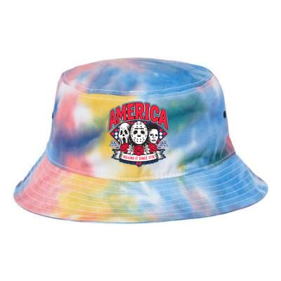 Floral America Killing It Since 1776 Horror Movie Tie Dye Newport Bucket Hat