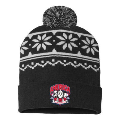 Floral America Killing It Since 1776 Horror Movie USA-Made Snowflake Beanie