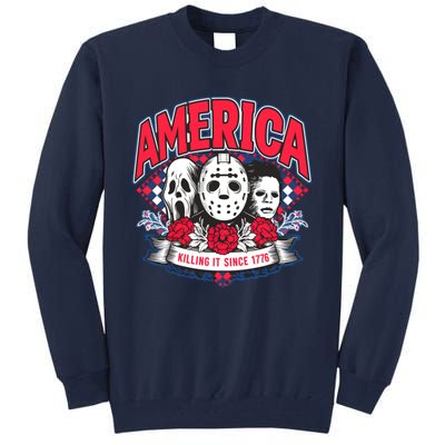 Floral America Killing It Since 1776 Horror Movie Tall Sweatshirt