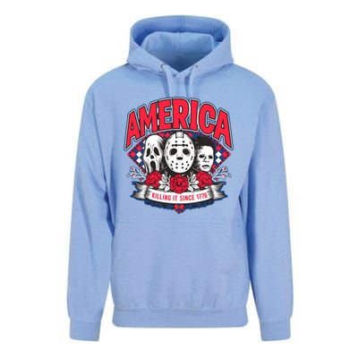 Floral America Killing It Since 1776 Horror Movie Unisex Surf Hoodie