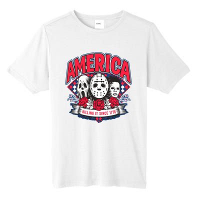 Floral America Killing It Since 1776 Horror Movie Tall Fusion ChromaSoft Performance T-Shirt