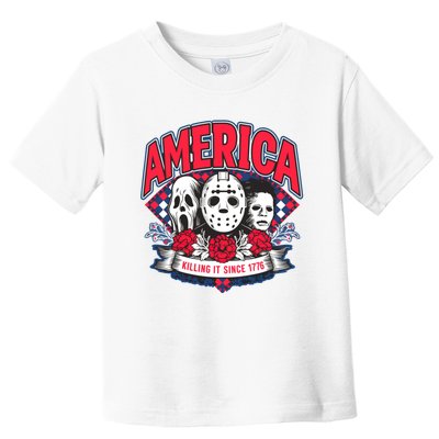 Floral America Killing It Since 1776 Horror Movie Toddler T-Shirt