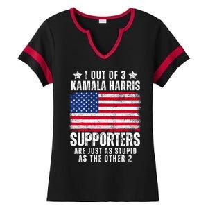 Funny Anti Kamala Harris Stupid Joke American Flag Usa Humor Ladies Halftime Notch Neck Tee