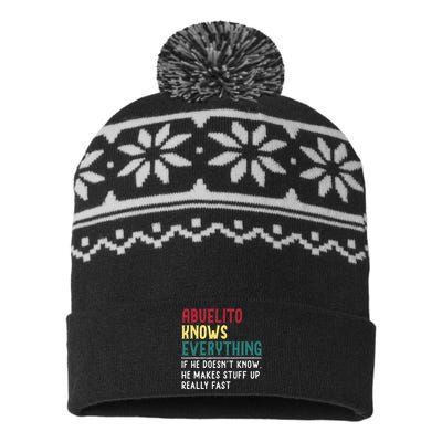 Funny Abuelito Know Everything Fathers Day Gift For Grandpa USA-Made Snowflake Beanie