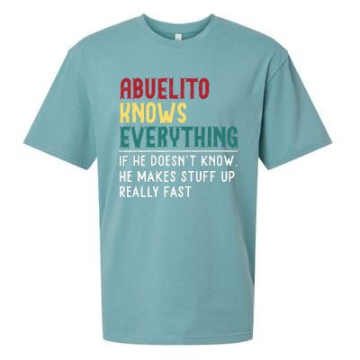 Funny Abuelito Know Everything Fathers Day Gift For Grandpa Sueded Cloud Jersey T-Shirt