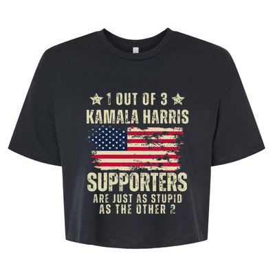 Funny Anti Kamala Harris Stupid Joke American Flag Usa Humor Bella+Canvas Jersey Crop Tee