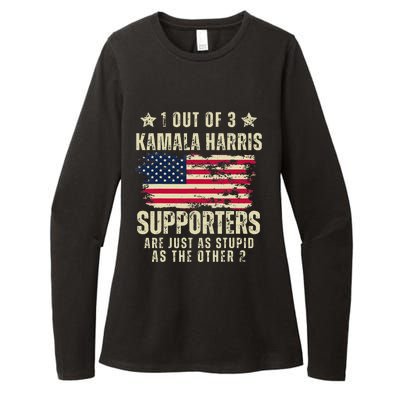 Funny Anti Kamala Harris Stupid Joke American Flag Usa Humor Womens CVC Long Sleeve Shirt