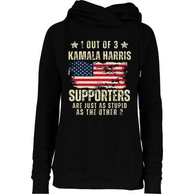 Funny Anti Kamala Harris Stupid Joke American Flag Usa Humor Womens Funnel Neck Pullover Hood