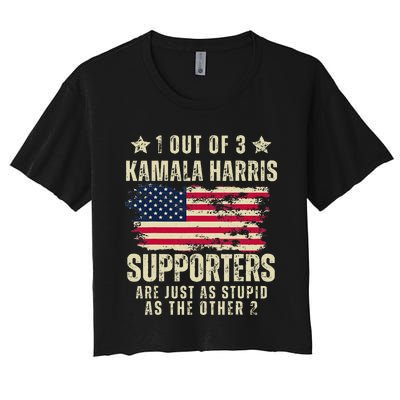 Funny Anti Kamala Harris Stupid Joke American Flag Usa Humor Women's Crop Top Tee