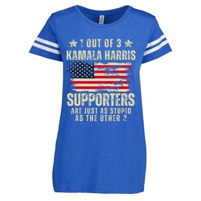 Funny Anti Kamala Harris Stupid Joke American Flag Usa Humor Enza Ladies Jersey Football T-Shirt