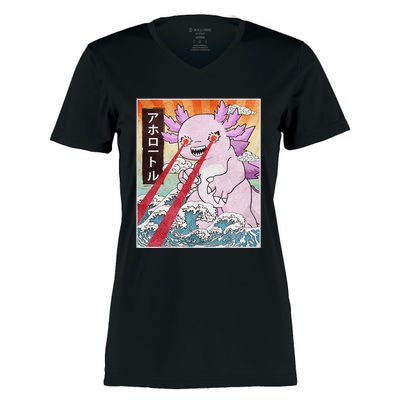 Funny Animal Kaiju Axolotl Japanese Monster  Women's Momentum V-Neck T-Shirt