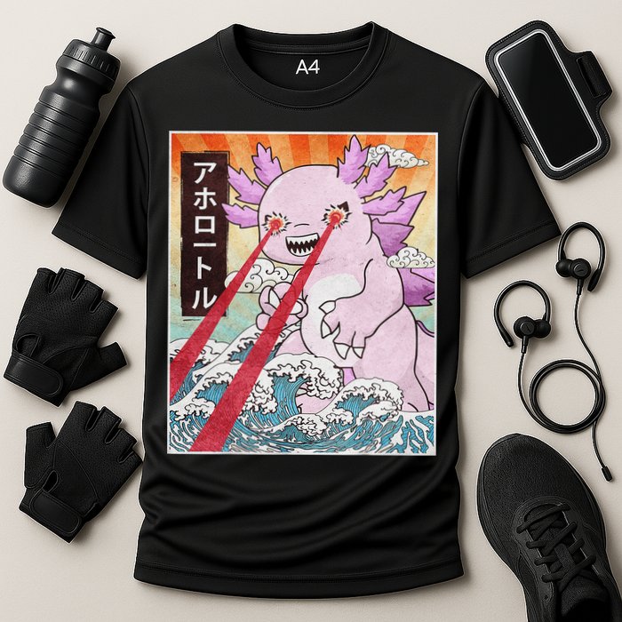 Funny Animal Kaiju Axolotl Japanese Monster  Cooling Performance Crew T-Shirt
