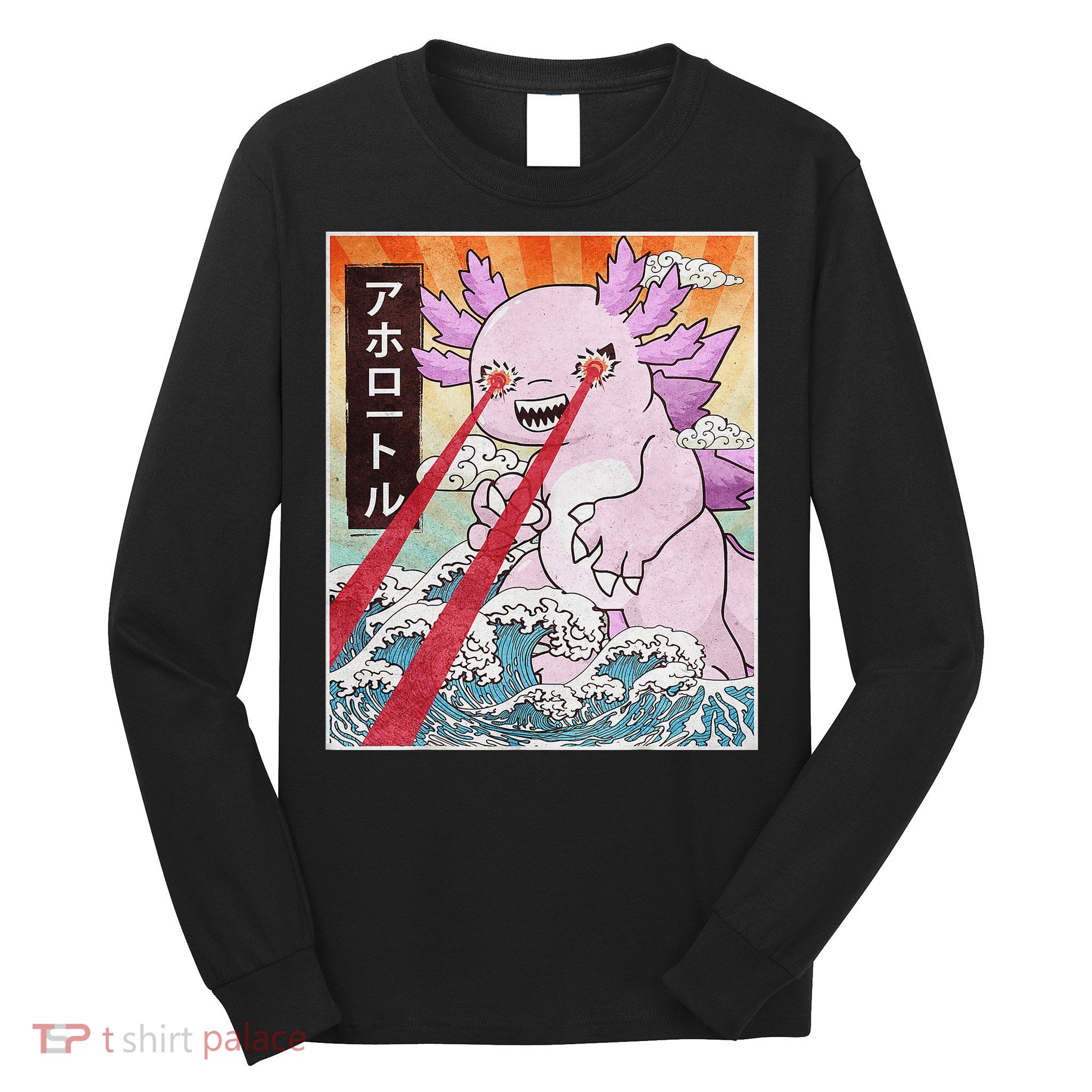 Funny Animal Kaiju Axolotl Japanese Monster  Long Sleeve Shirt