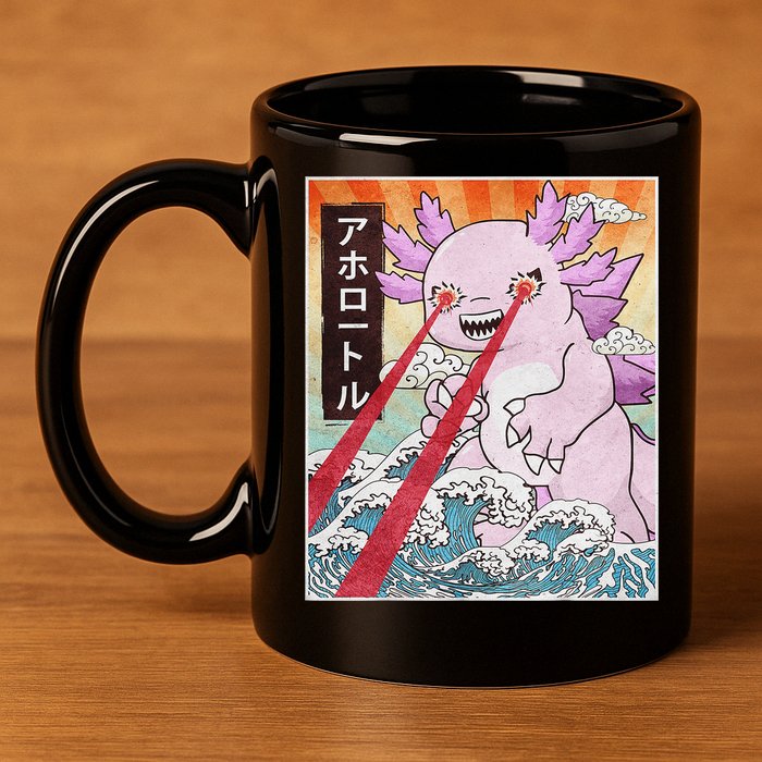 Funny Animal Kaiju Axolotl Japanese Monster  11oz C Handle Ceramic Mug
