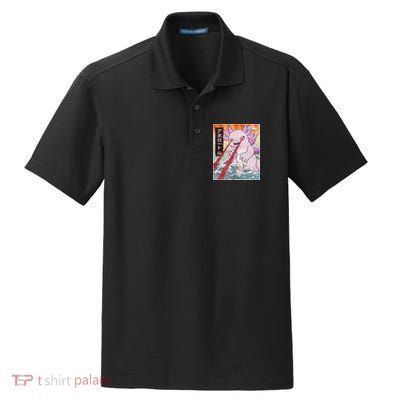 Funny Animal Kaiju Axolotl Japanese Monster  Dry Zone Grid Polo