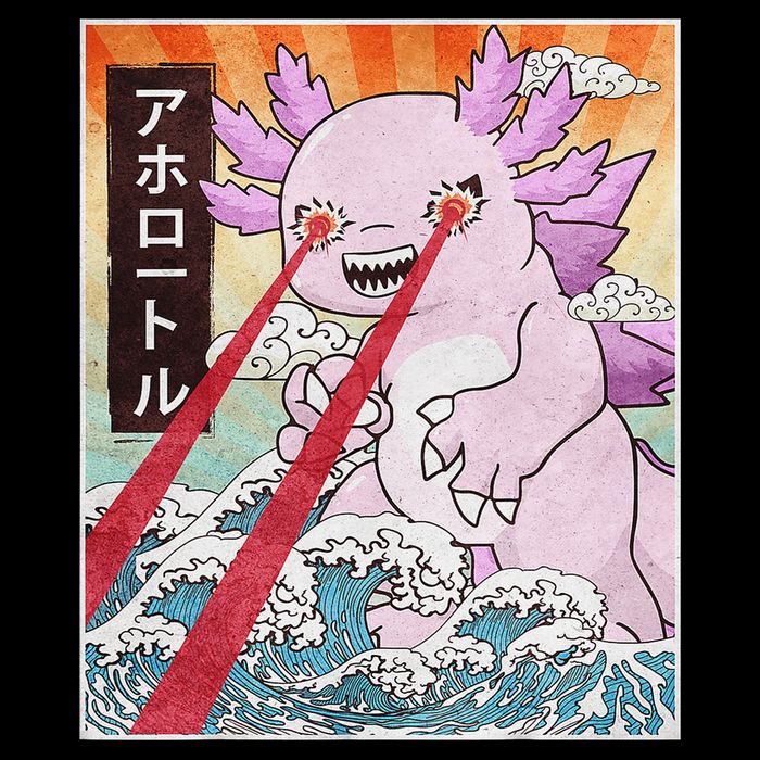 Funny Animal Kaiju Axolotl Japanese Monster  Cooling Performance Long Sleeve Crew