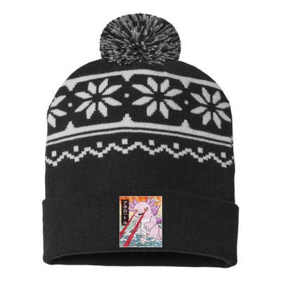 Funny Animal Kaiju Axolotl Japanese Monster  USA-Made Snowflake Beanie