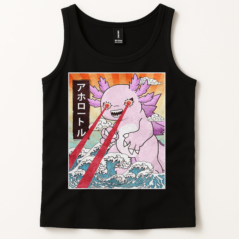 Funny Animal Kaiju Axolotl Japanese Monster  Tank Top