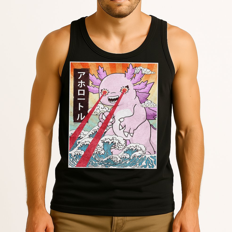 Funny Animal Kaiju Axolotl Japanese Monster  Tank Top