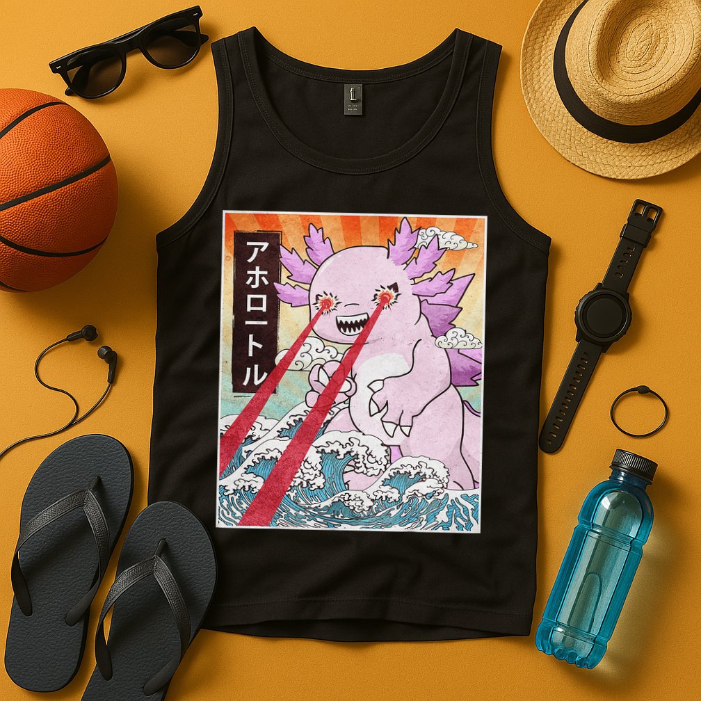 Funny Animal Kaiju Axolotl Japanese Monster  Tank Top