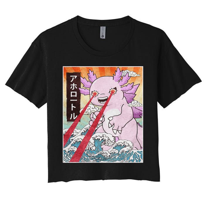 Funny Animal Kaiju Axolotl Japanese Monster  Women's Crop Top Tee