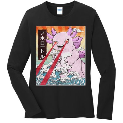 Funny Animal Kaiju Axolotl Japanese Monster  Ladies Long Sleeve Shirt
