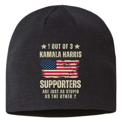 Funny Anti Kamala Harris Stupid Joke American Flag Usa Humor Sustainable Beanie