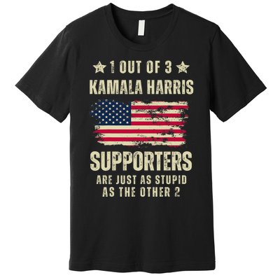 Funny Anti Kamala Harris Stupid Joke American Flag Usa Humor Premium T-Shirt