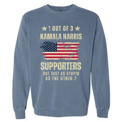 Funny Anti Kamala Harris Stupid Joke American Flag Usa Humor Garment-Dyed Sweatshirt