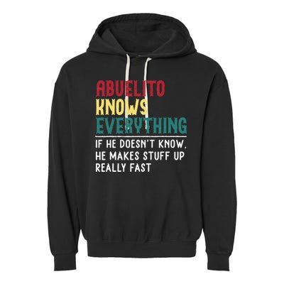 Funny Abuelito Know Everything Fathers Day Gift For Grandpa Garment-Dyed Fleece Hoodie