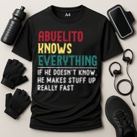 Funny Abuelito Know Everything Fathers Day Gift For Grandpa Cooling Performance Crew T-Shirt