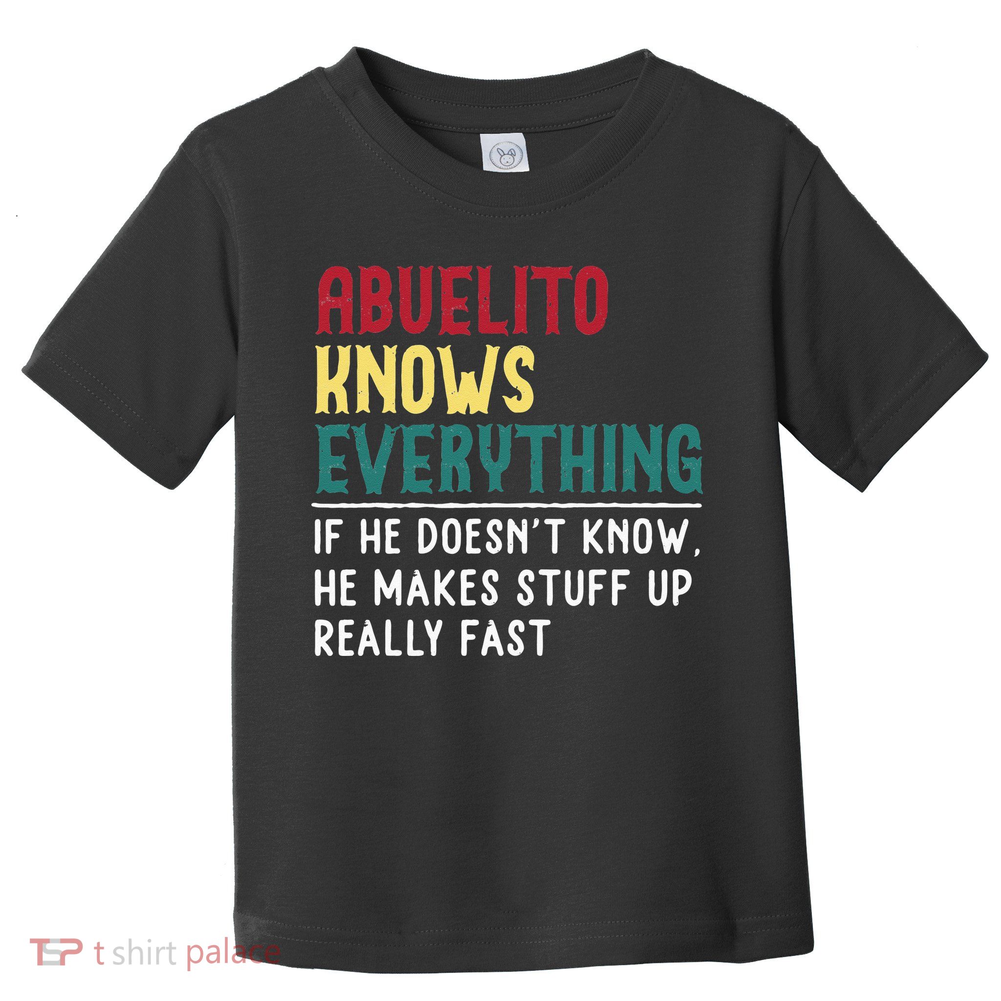 Funny Abuelito Know Everything Fathers Day Gift For Grandpa Toddler T-Shirt