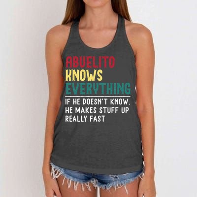 Funny Abuelito Know Everything Fathers Day Gift For Grandpa Women's Knotted Racerback Tank