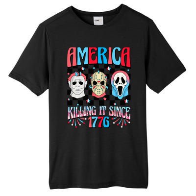 Funny America Killing IT Since 1776 Horror 4th Of July USA Tall Fusion ChromaSoft Performance T-Shirt