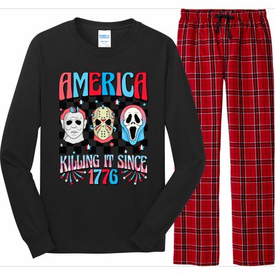 Funny America Killing IT Since 1776 Horror 4th Of July USA Long Sleeve Pajama Set