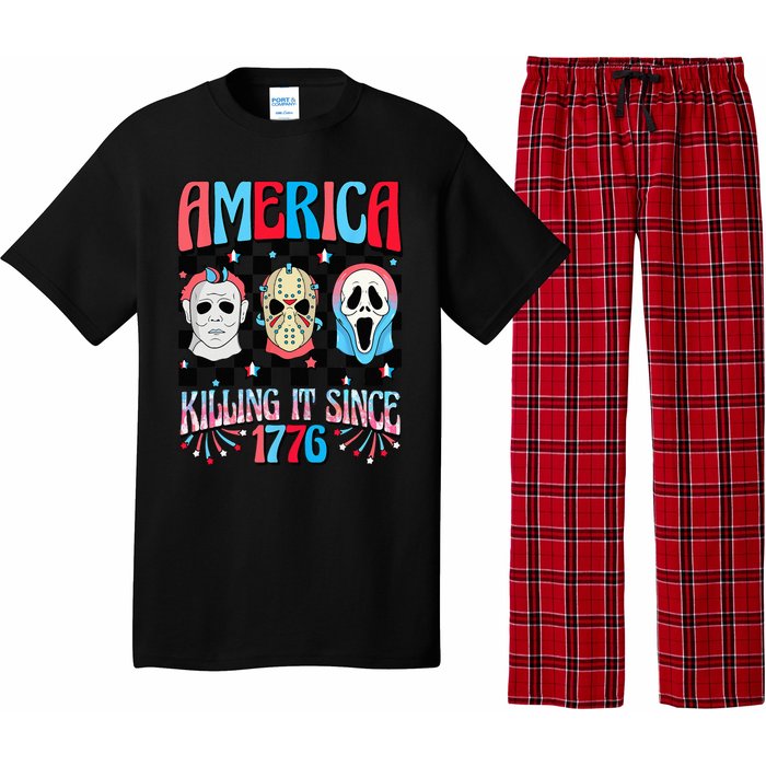 Funny America Killing IT Since 1776 Horror 4th Of July USA Pajama Set