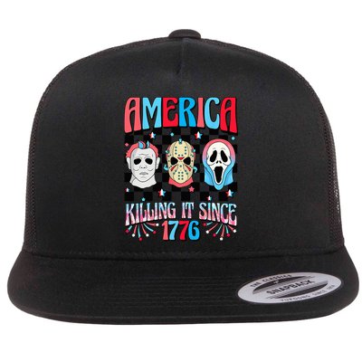 Funny America Killing IT Since 1776 Horror 4th Of July USA Flatbill Hat