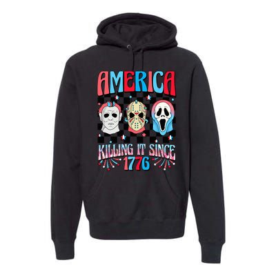 Funny America Killing IT Since 1776 Horror 4th Of July USA Premium Hoodie