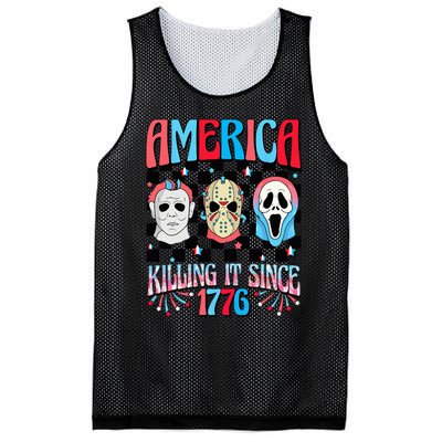 Funny America Killing IT Since 1776 Horror 4th Of July USA Mesh Reversible Basketball Jersey Tank