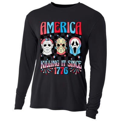Funny America Killing IT Since 1776 Horror 4th Of July USA Cooling Performance Long Sleeve Crew