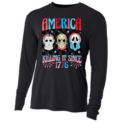 Funny America Killing IT Since 1776 Horror 4th Of July USA Cooling Performance Long Sleeve Crew