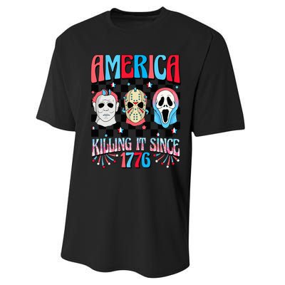 Funny America Killing IT Since 1776 Horror 4th Of July USA Performance Sprint T-Shirt