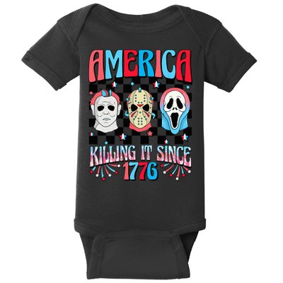 Funny America Killing IT Since 1776 Horror 4th Of July USA Baby Bodysuit