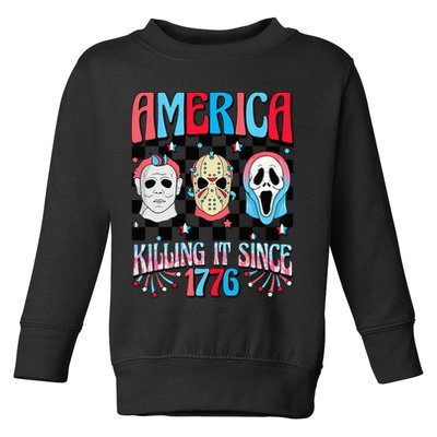 Funny America Killing IT Since 1776 Horror 4th Of July USA Toddler Sweatshirt