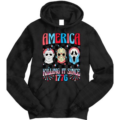 Funny America Killing IT Since 1776 Horror 4th Of July USA Tie Dye Hoodie