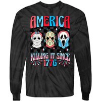 Funny America Killing IT Since 1776 Horror 4th Of July USA Tie-Dye Long Sleeve Shirt