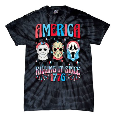 Funny America Killing IT Since 1776 Horror 4th Of July USA Tie-Dye T-Shirt