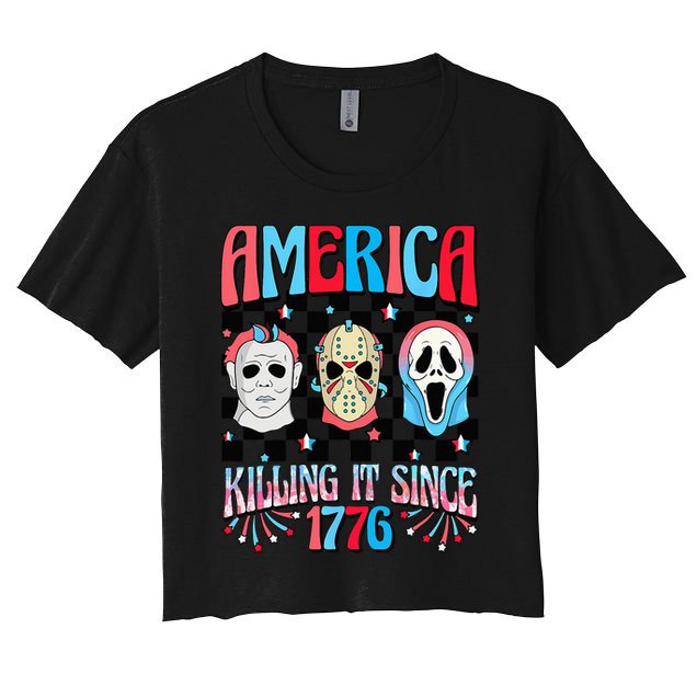 Funny America Killing IT Since 1776 Horror 4th Of July USA Crop Top